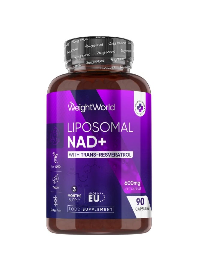 NAD+ ليبوسومال مع ريسفيراترول – يدعم الطاقة الخلوية وطول العمر – 600 مجم – 90 كبسولة – صنع في المملكة المتحدة - Image 1